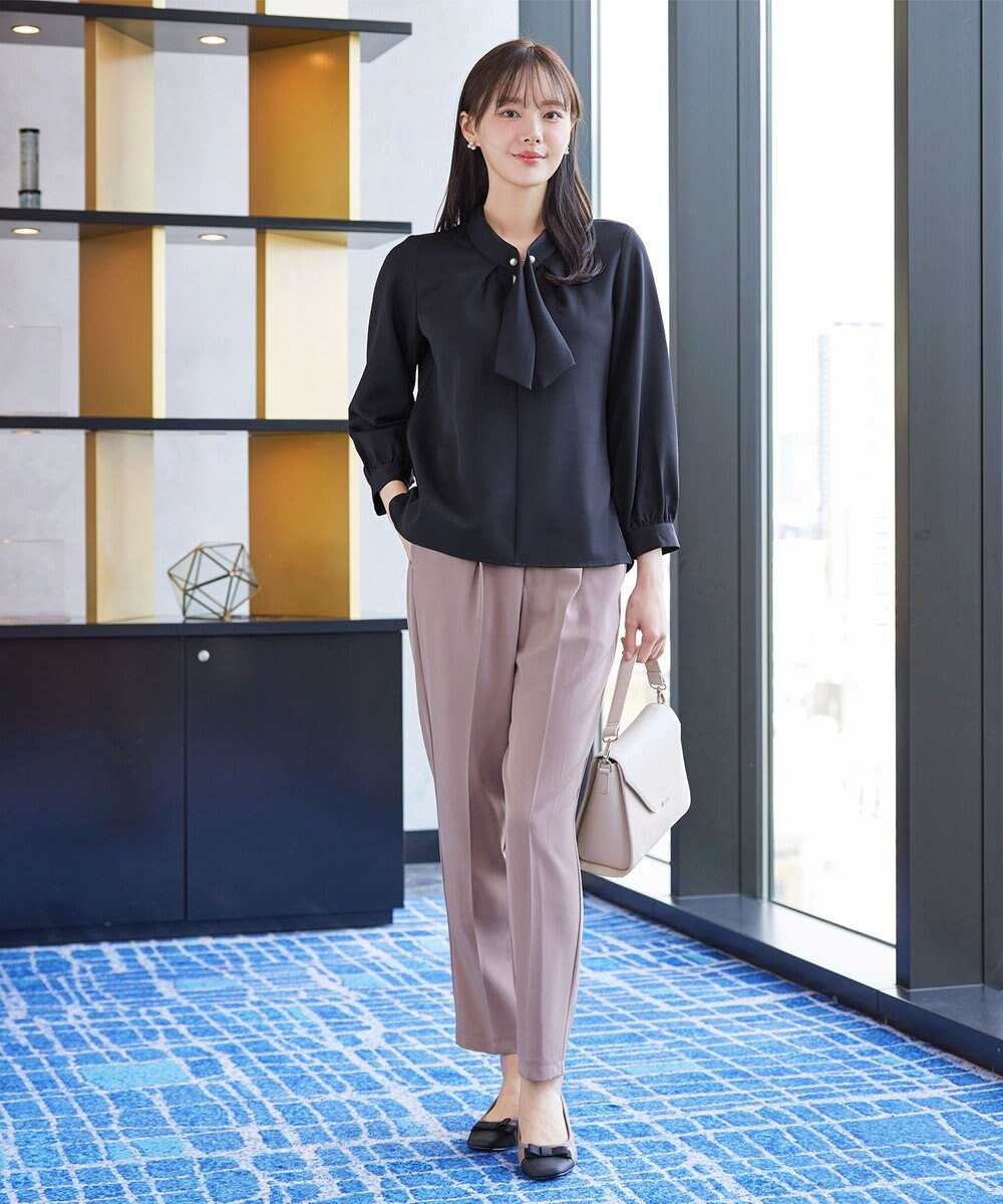 Tiaclasse L 取り外しパール付きボウタイブラウス 