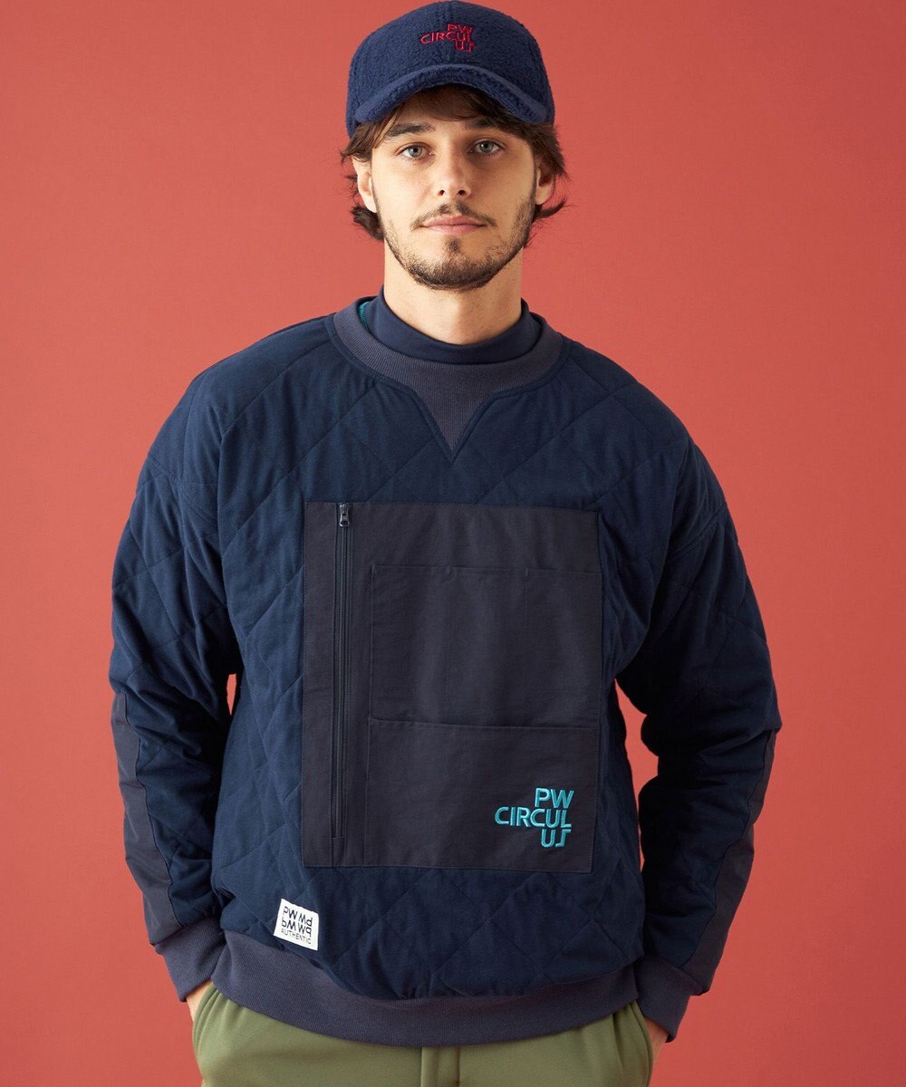 PW CIRCULUS 【裏地付き/防寒】【MEN】キルティングスエットプルオーバー 