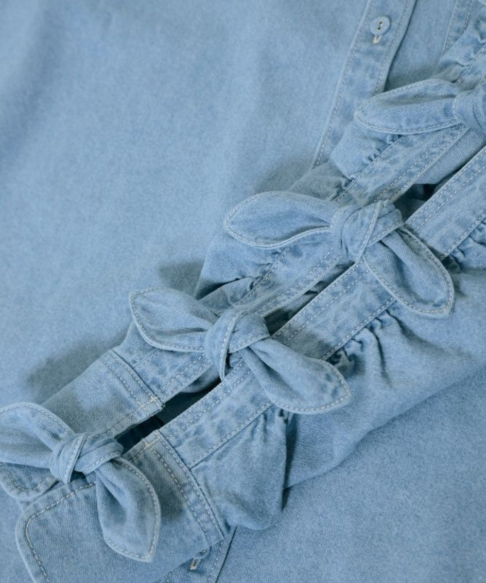 FORFORMO Ribbon Sleeve Denim Shirt リボンスリーブデニムシャツ 