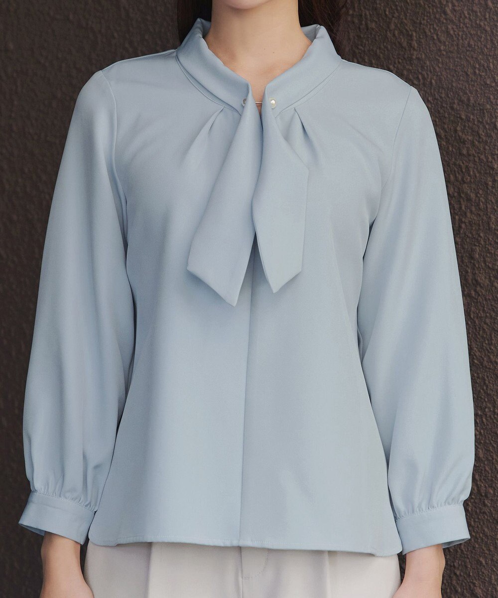 Tiaclasse L 取り外しパール付きボウタイブラウス 