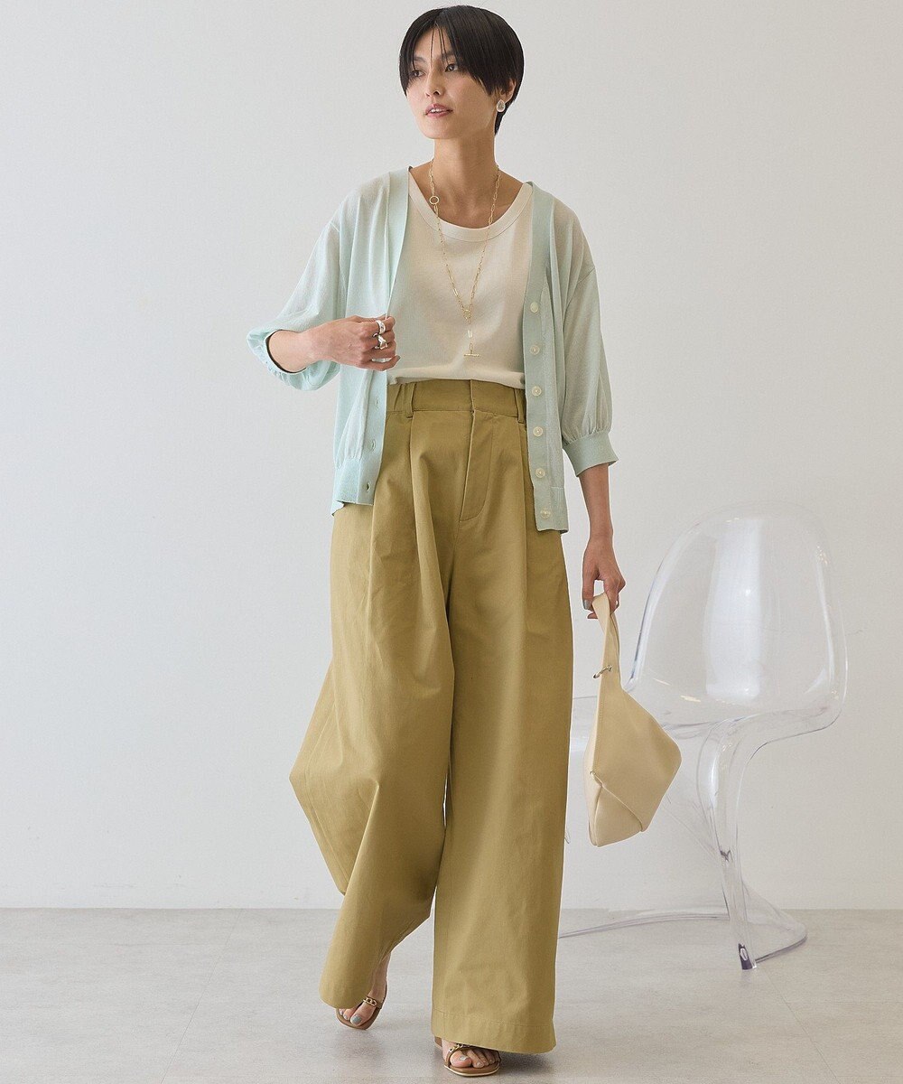 AMERICAN HOLIC 5分袖シアーVネックニットカーディガン 