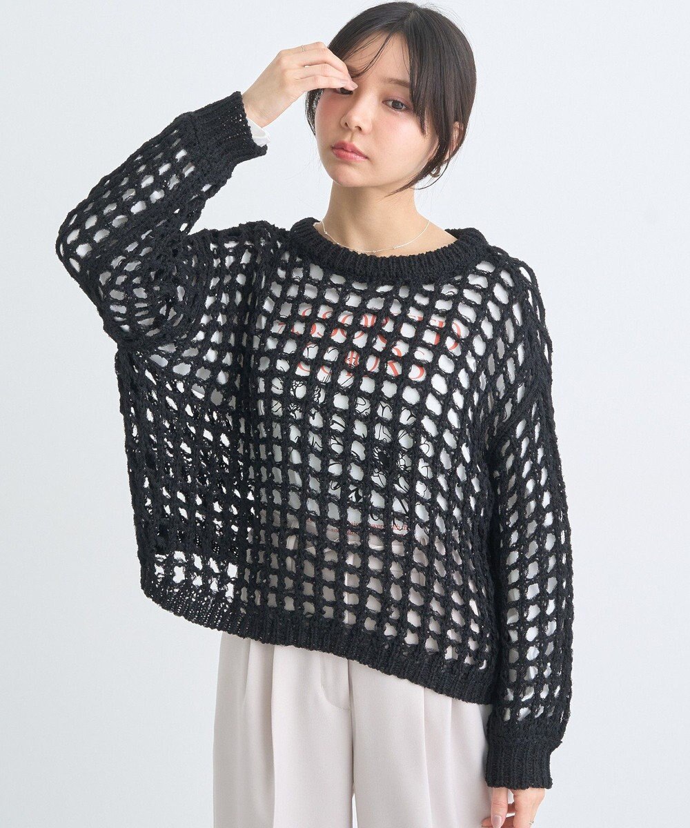 earth music&ecology チュールヤーンメッシュニットプルオーバー 