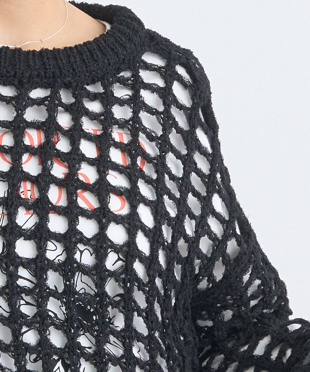 earth music&ecology チュールヤーンメッシュニットプルオーバー 