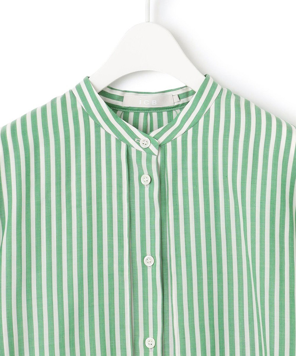 ICB 【洗える】キュプラローンストライプ シャツ 
