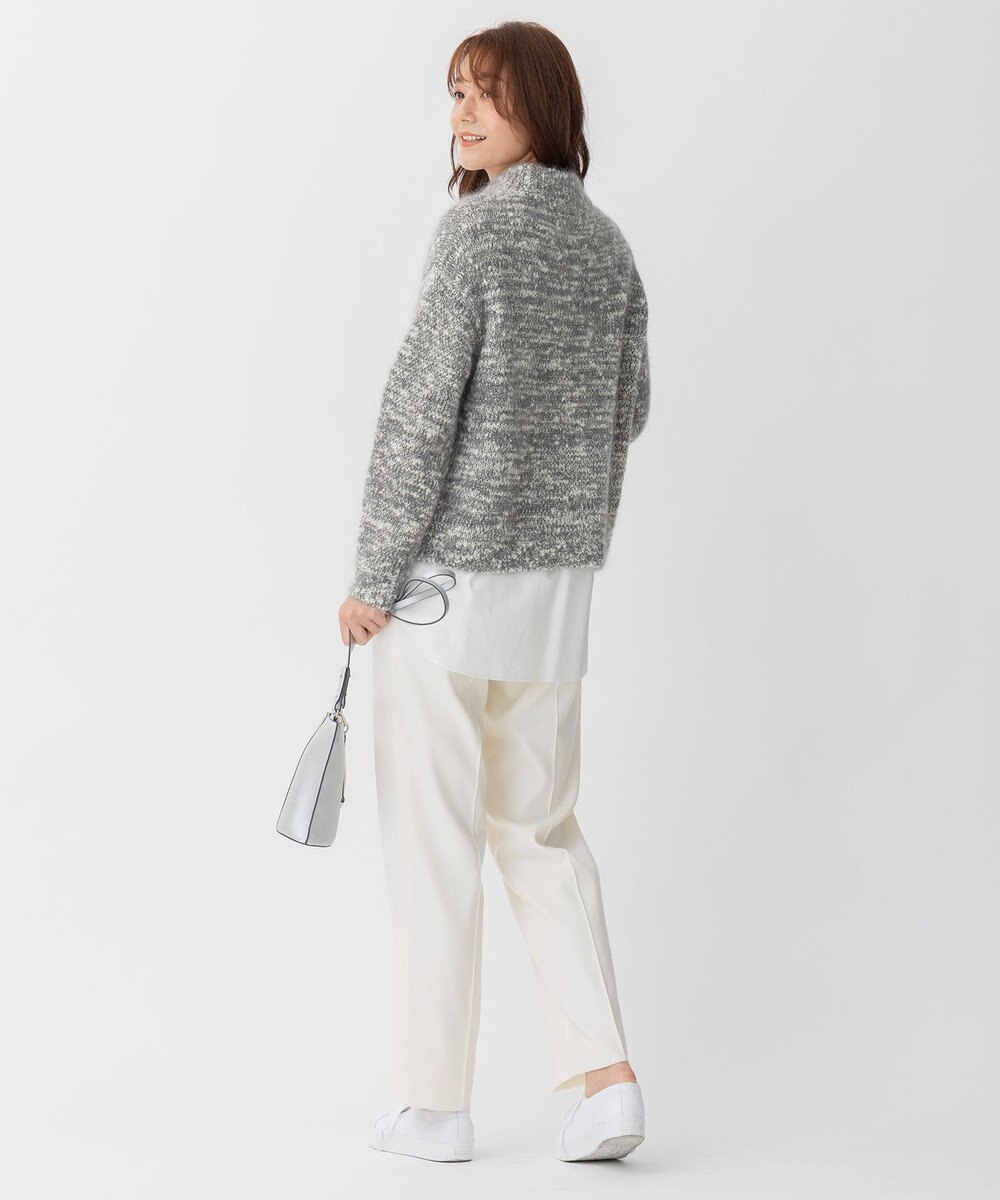 自由区 カラーミックスツイード クロップドニット 