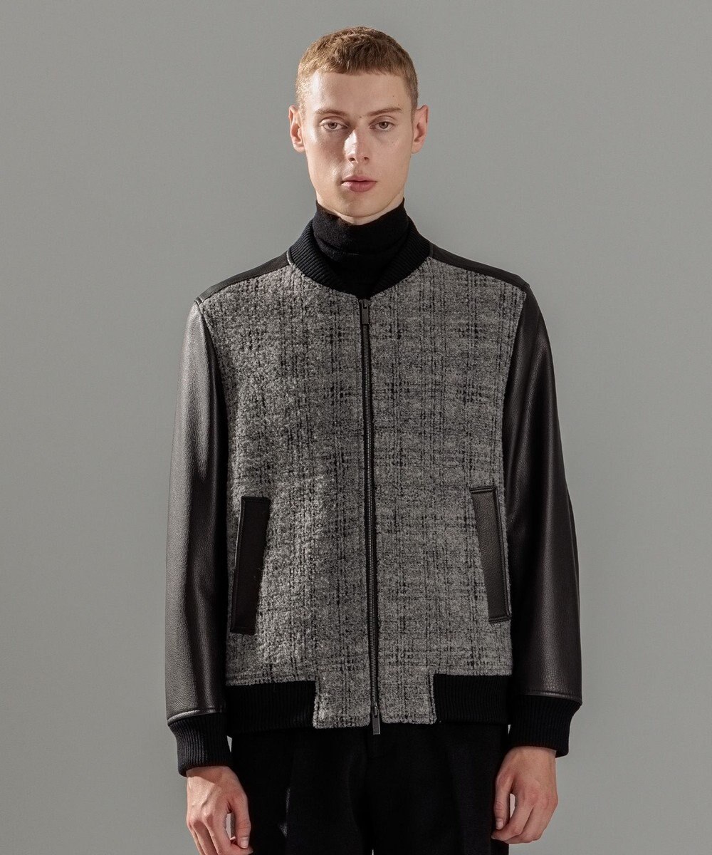 JOSEPH HOMME レザーブロックブークレ　ブルゾン 