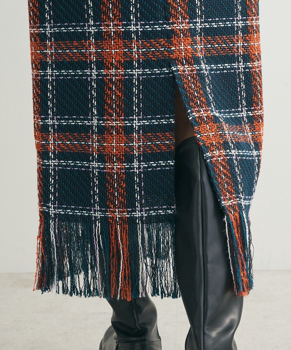 Green Parks ・ＳＵＧＡＲ　ＳＰＯＯＮ　チェックフリンジスカート 