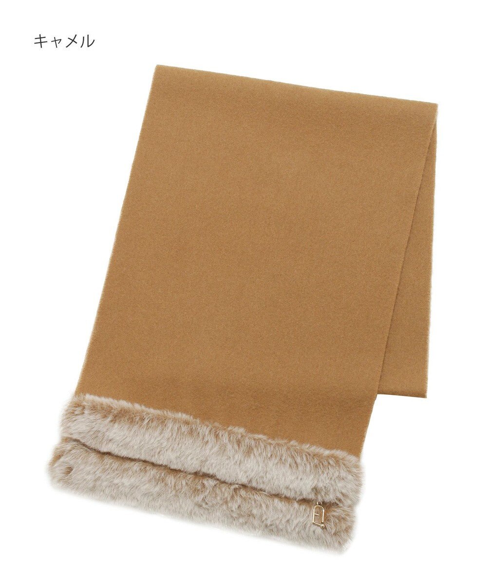 MOONBAT 【WEB限定】FURLA ウール100％×スノートップファーマフラー チャーム付き 