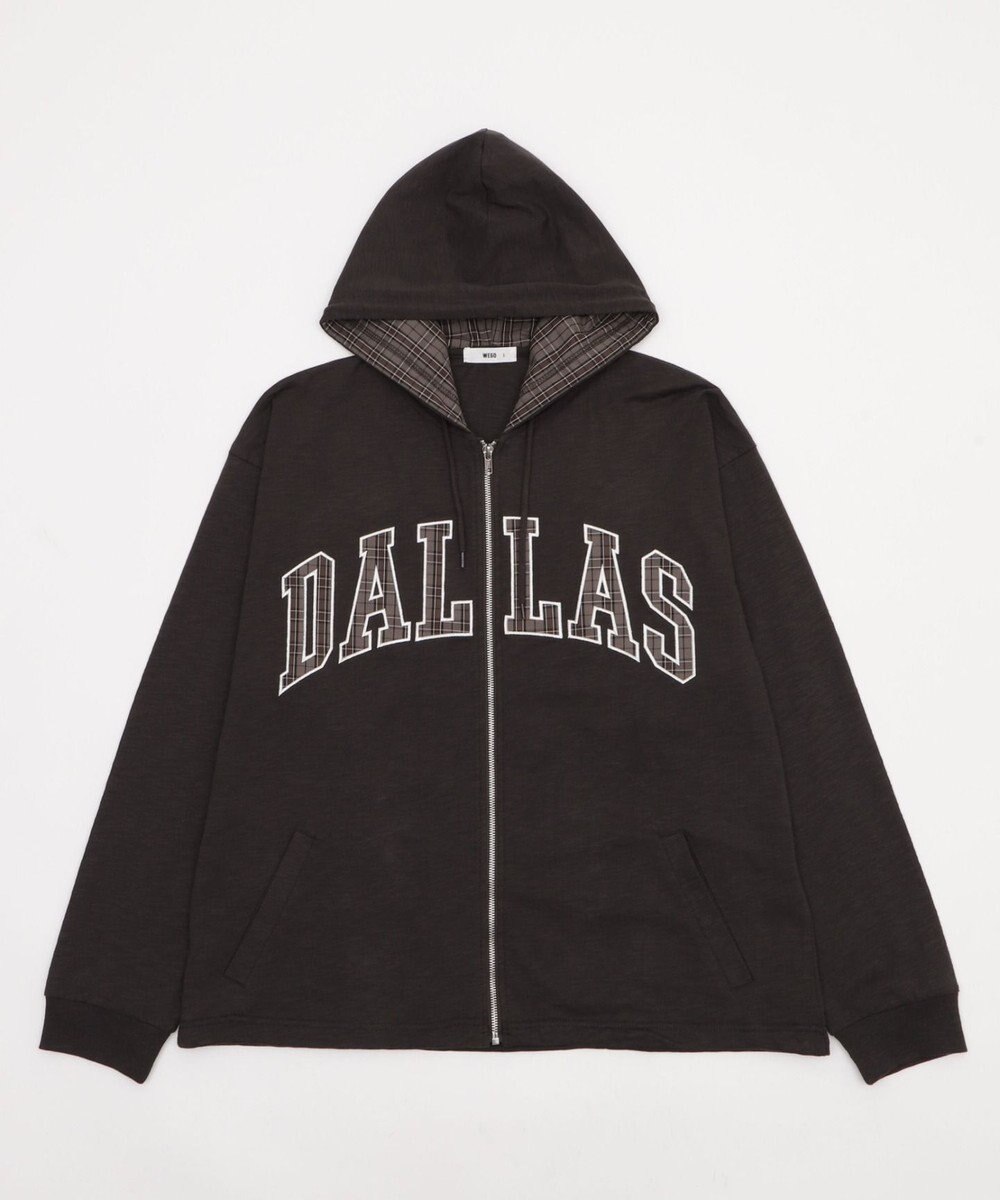 WEGO 【ユニセックス着用ITEM/MLサイズ展開】スラブチェックロゴジップパーカー 