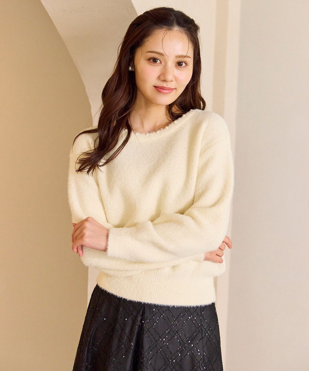 Feroux パール付きシャギー ニット 