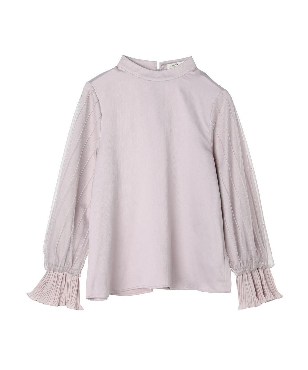 earth music&ecology チュール袖スタンドカラートップス 