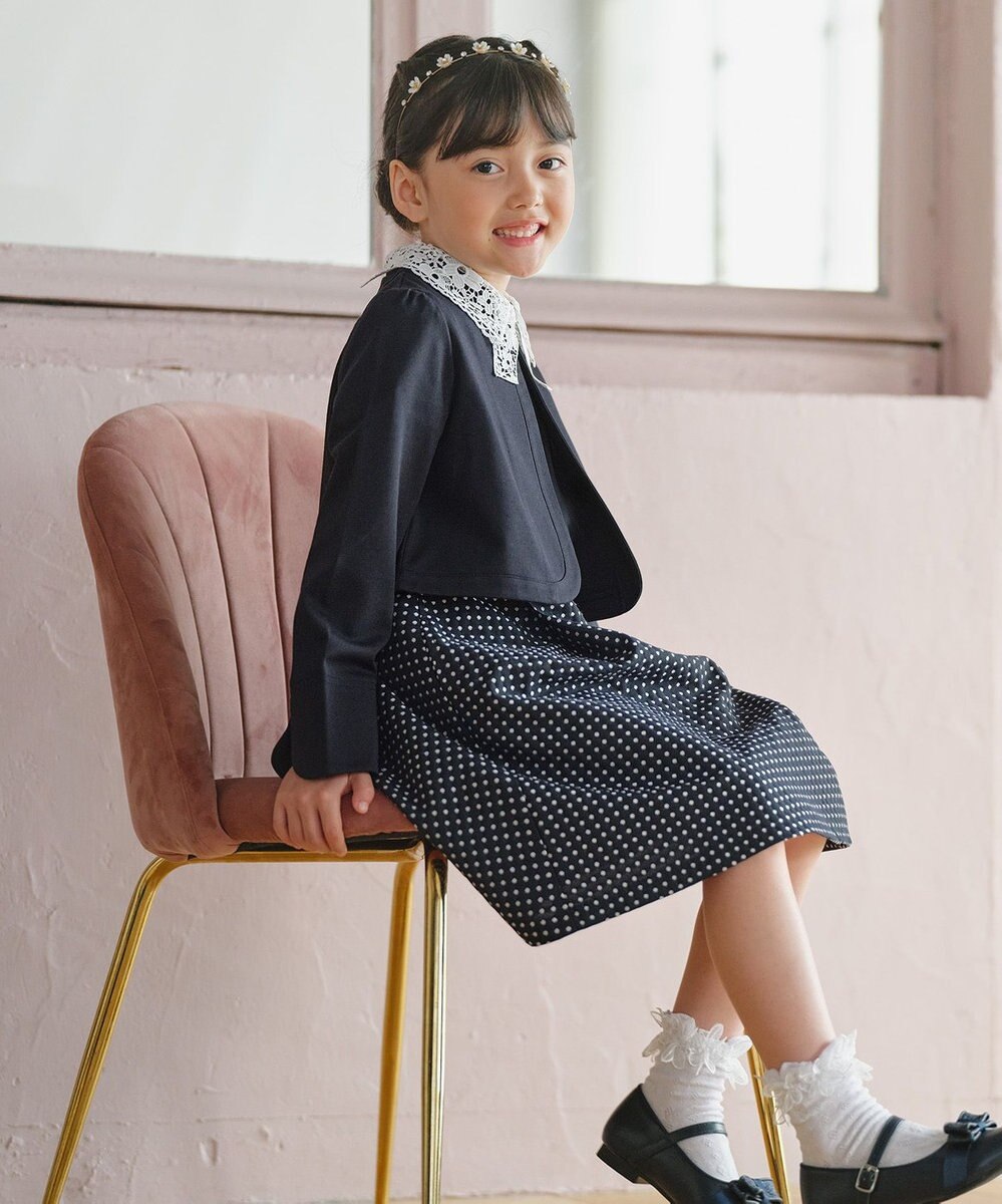 組曲 KIDS 【110-140㎝】 ドットジャガードワンピース＆ジャケットセット 