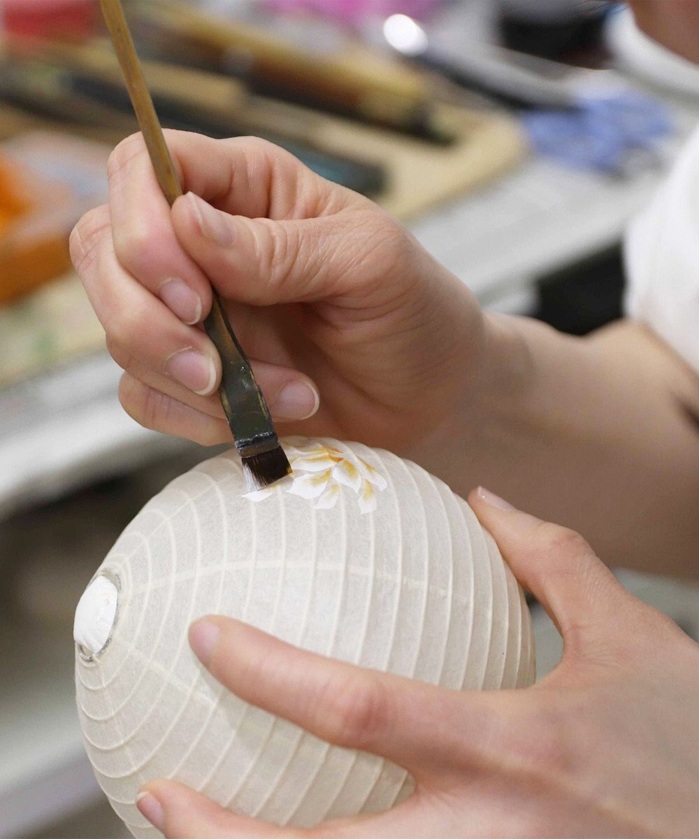 ちょうちん堂 【あかり道】〈手書絵付〉薄藍桔梗 ちょうちん ライト 