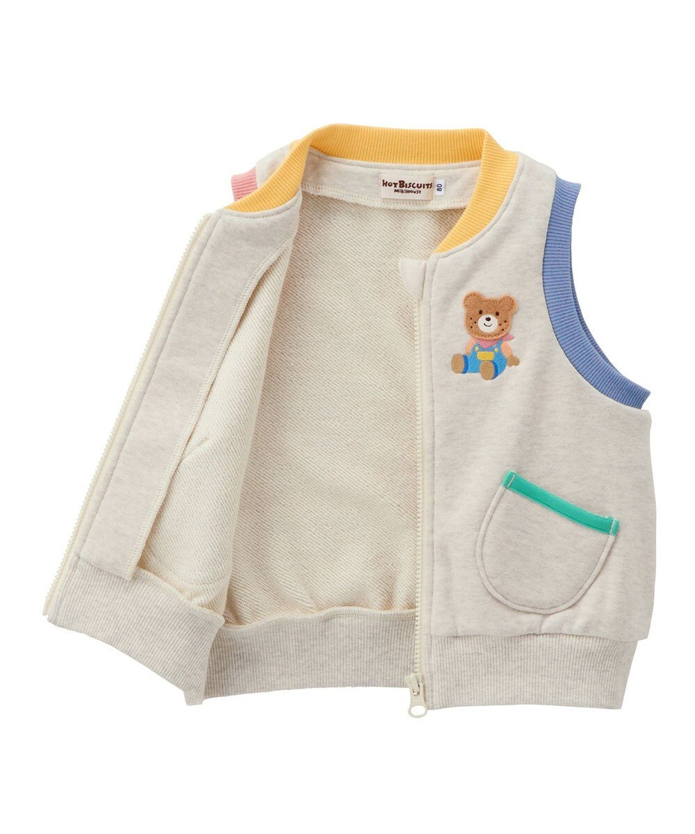 MIKI HOUSE HOT BISCUITS 【80-120cm】マルチカラー 裏毛パイルベスト 