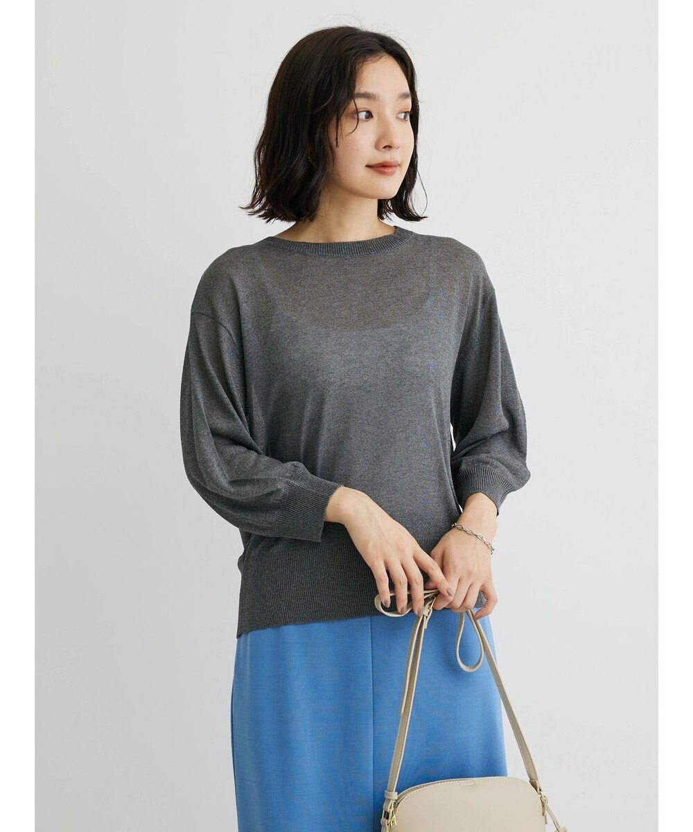 Green Parks ・ＥＬＥＮＣＡＲＥ　ＤＵＥバックパールシアー５分ニット 