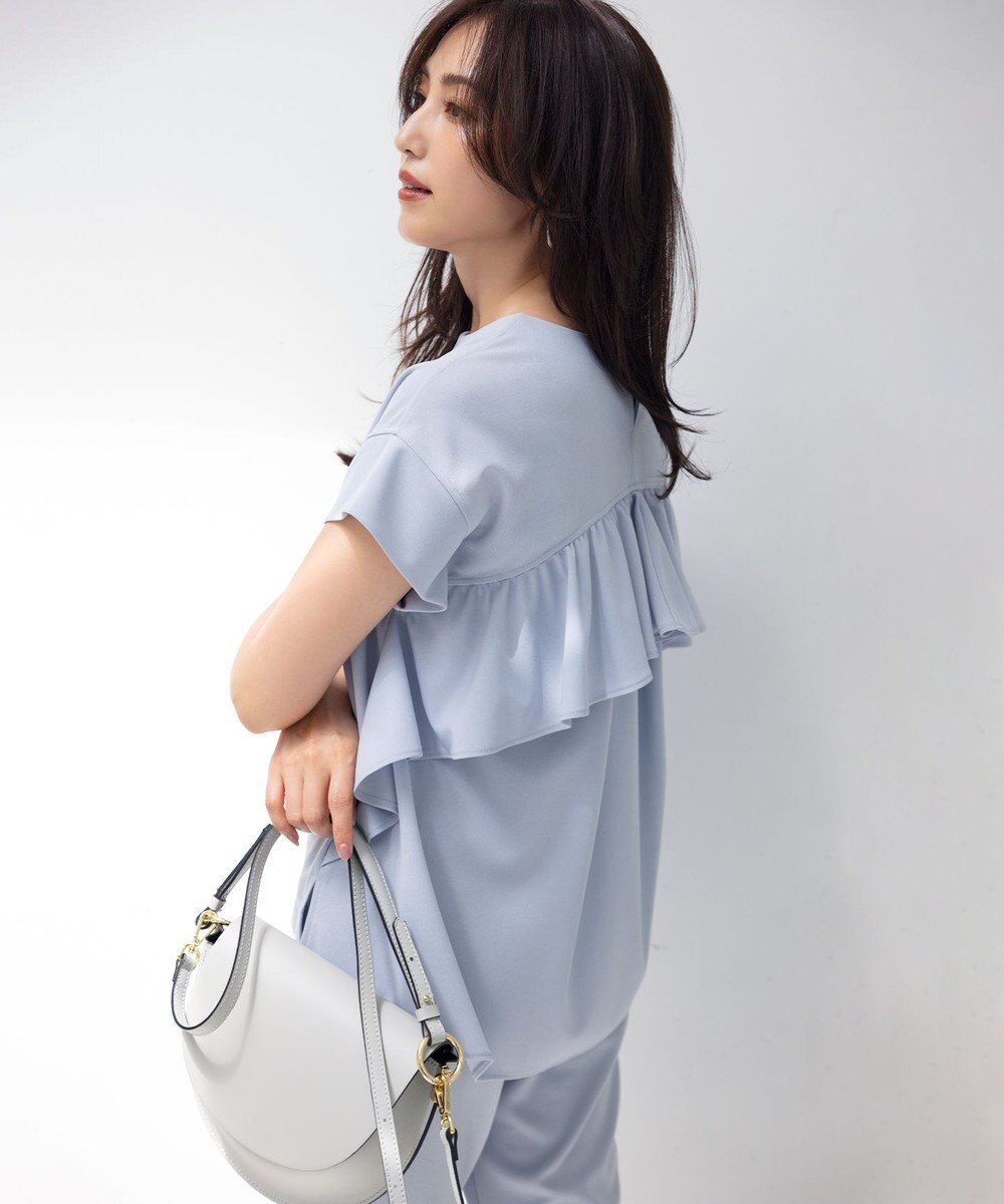 組曲 S 【接触冷感・UVケア】ライトアムンゼンジャージー フリルブラウス 