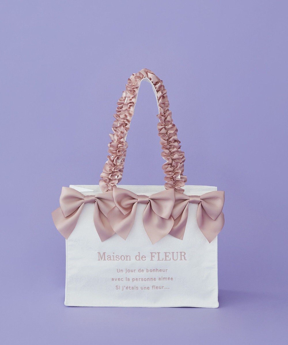 Maison de FLEUR ジャカードリボンフリルスクエアトートMバッグ 