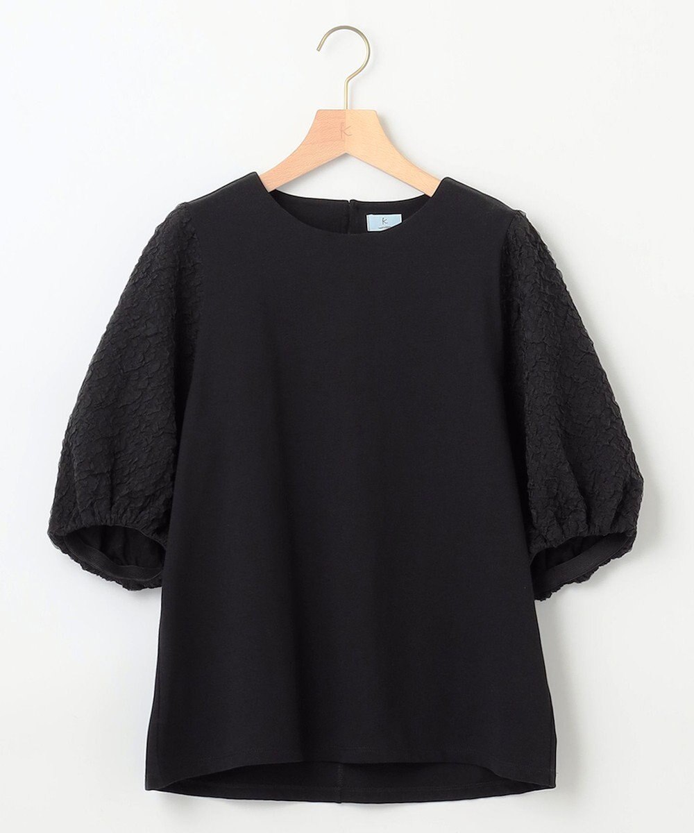 組曲 【洗える】レリーフスリーブジャージー カットソー 