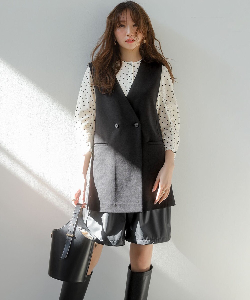 組曲 ドットジョーゼットプリント ブラウス 