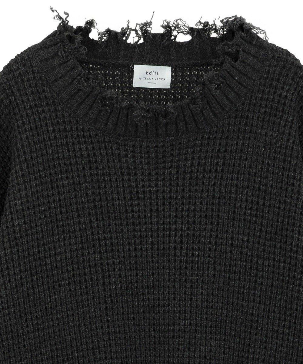 YECCA VECCA ダメージルーズニット 