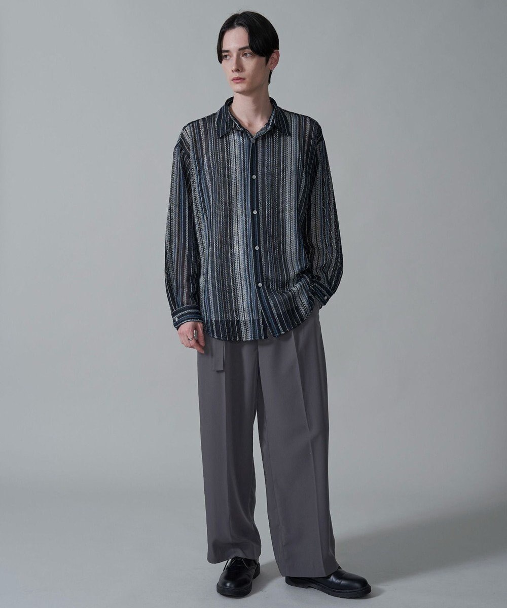WEGO ストライプメッシュBIGシャツ（LS） 