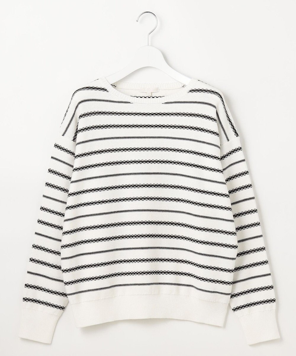 自由区 コットンポリミドルゲージボーダー ニット 