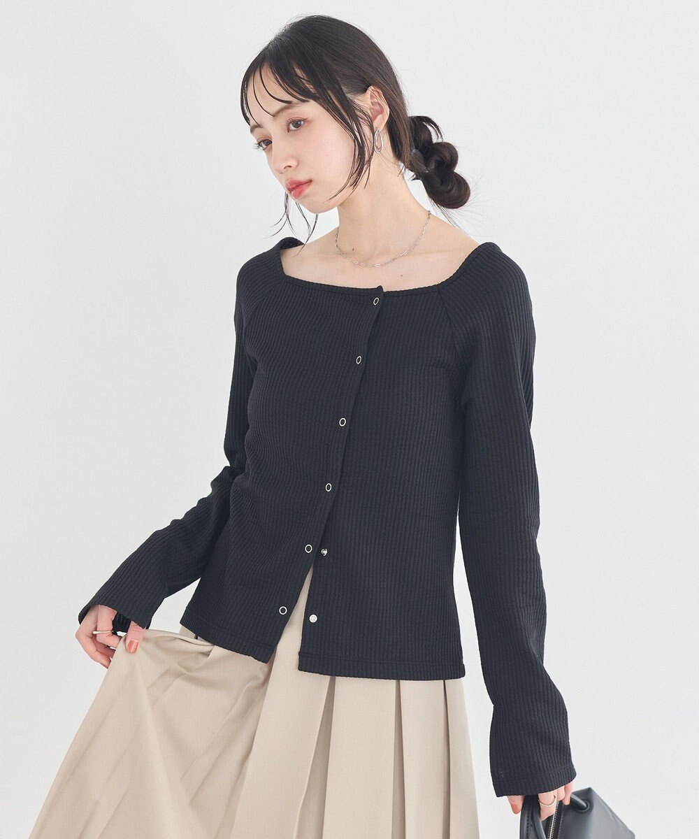 earth music&ecology 【予約】アシメ釦ツイストテレコカットソー 