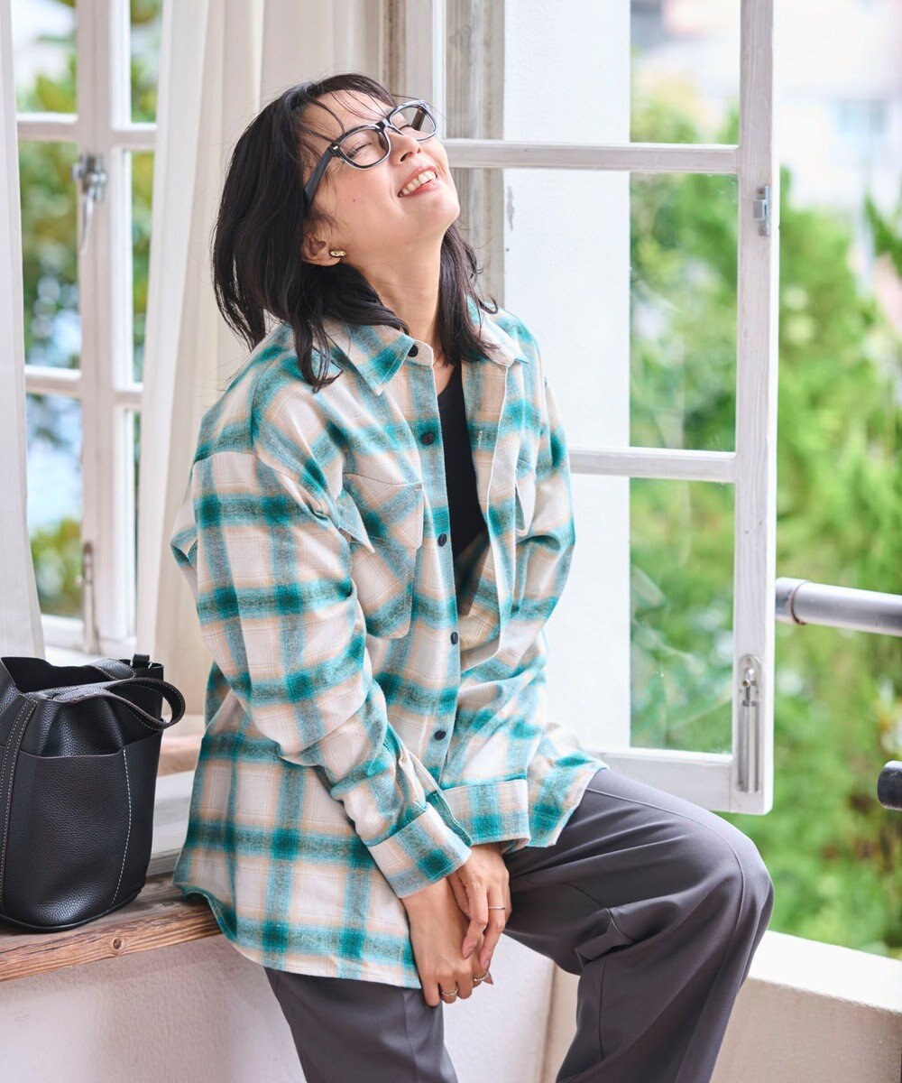 WEGO 【2025年秋冬新作/SMLサイズ展開/ユニセックス着用ITEM】オンブレチェックネルシャツ（LS） 