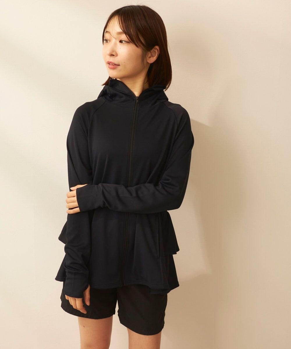 OP／FILA 【ocean pacific】フェイスガード付き バックフリル ラッシュガードパーカー 