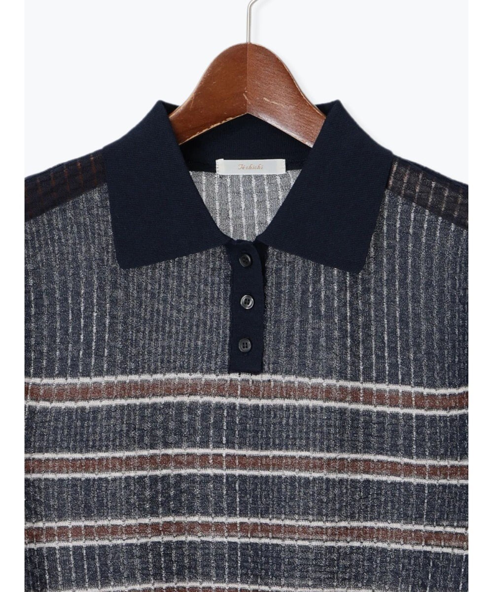 Te chichi 透かしマルチボーダーニットポロ 