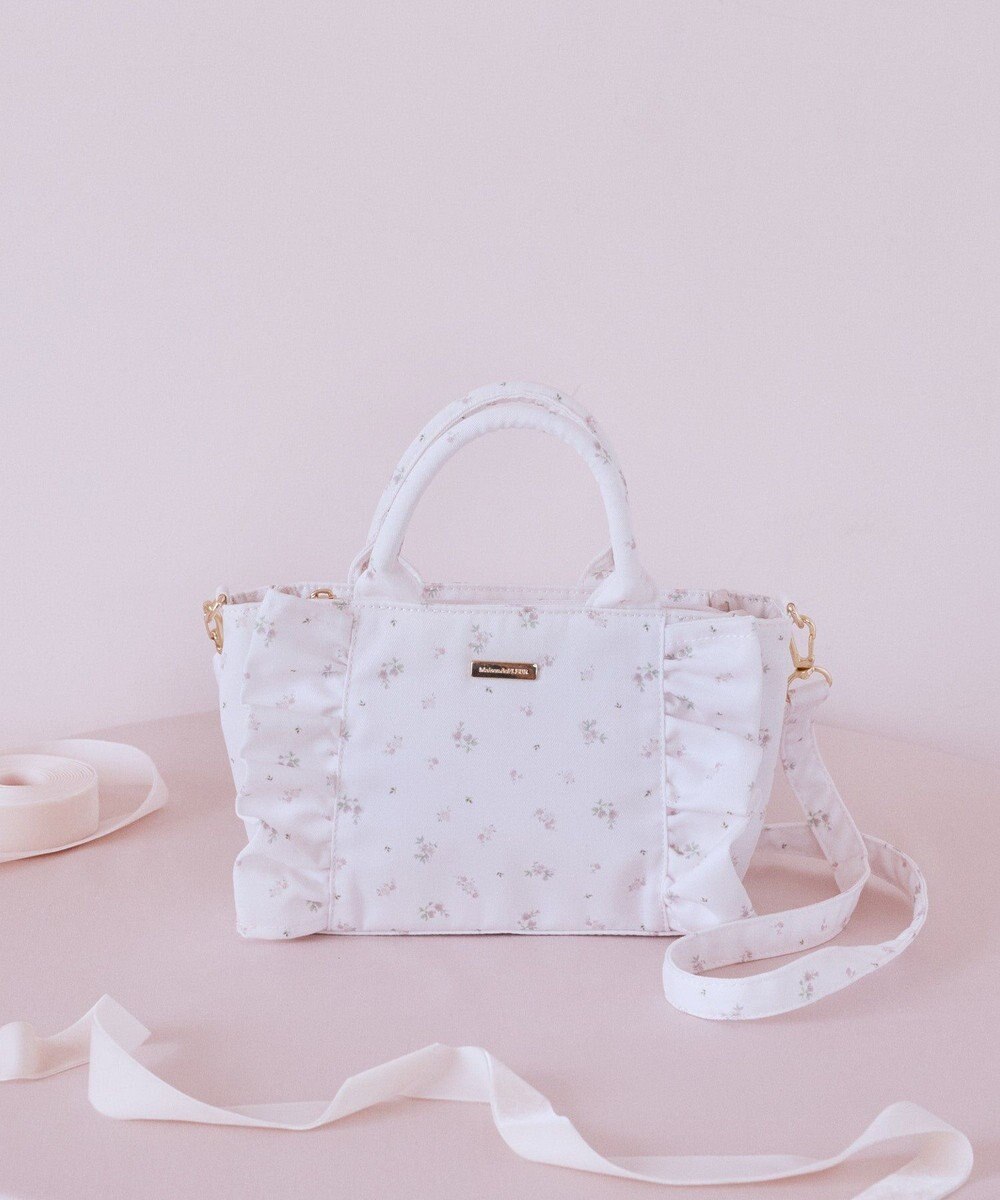 Maison de FLEUR ピンクマニアフラワープリントフリル2Wayトート 