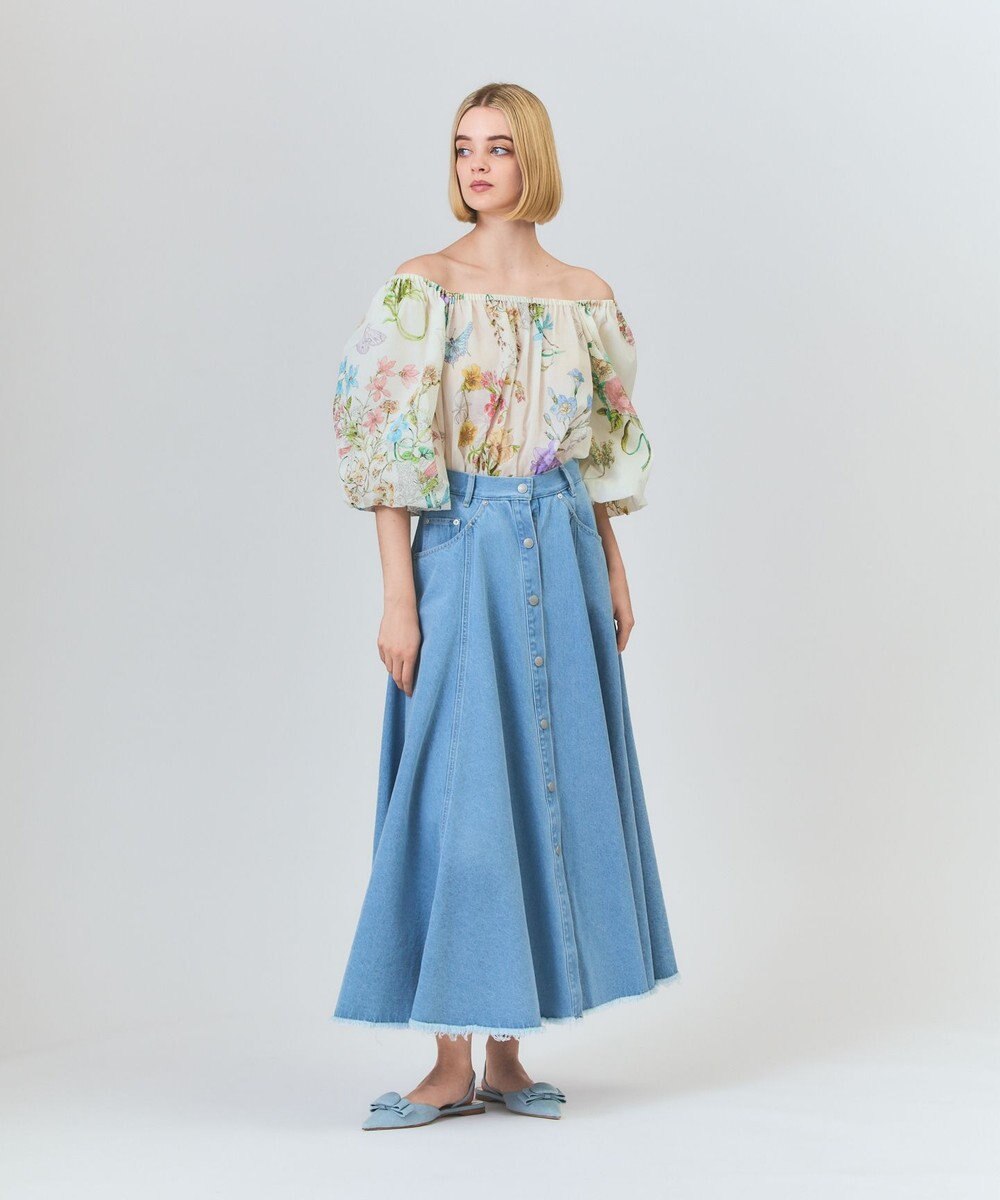 GRACE CONTINENTAL ボタニカルドレープブラウス 