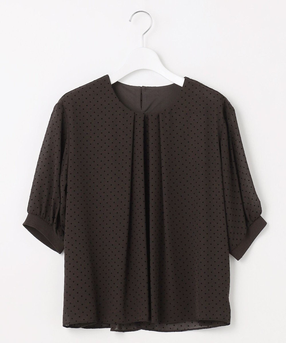 J.PRESS LADIES L 【洗える】ドットフロッキープリント フレア カットソー 