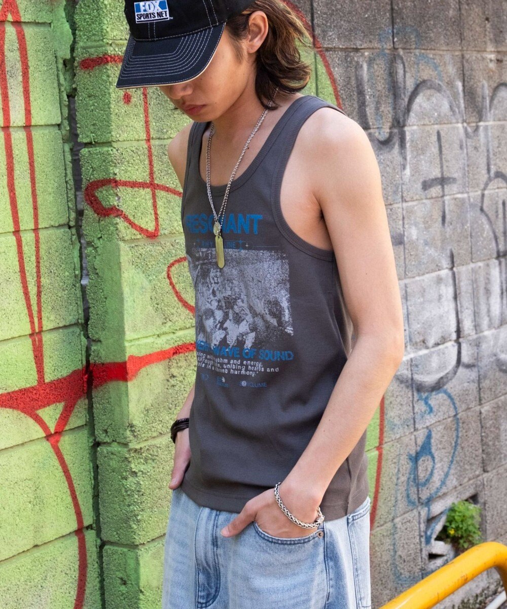 WEGO グラフィックリブタンクトップ 