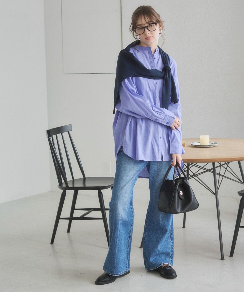 WEGO 着丈が選べる オーバーサイズ バンドカラー シャツ / ストライプ / 無地 