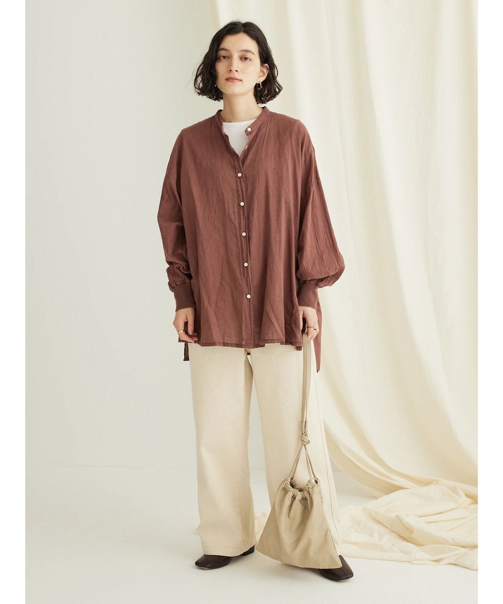 CRAFT STANDARD BOUTIQUE シアーボイルピグメント染めバンドカラーシャツ 