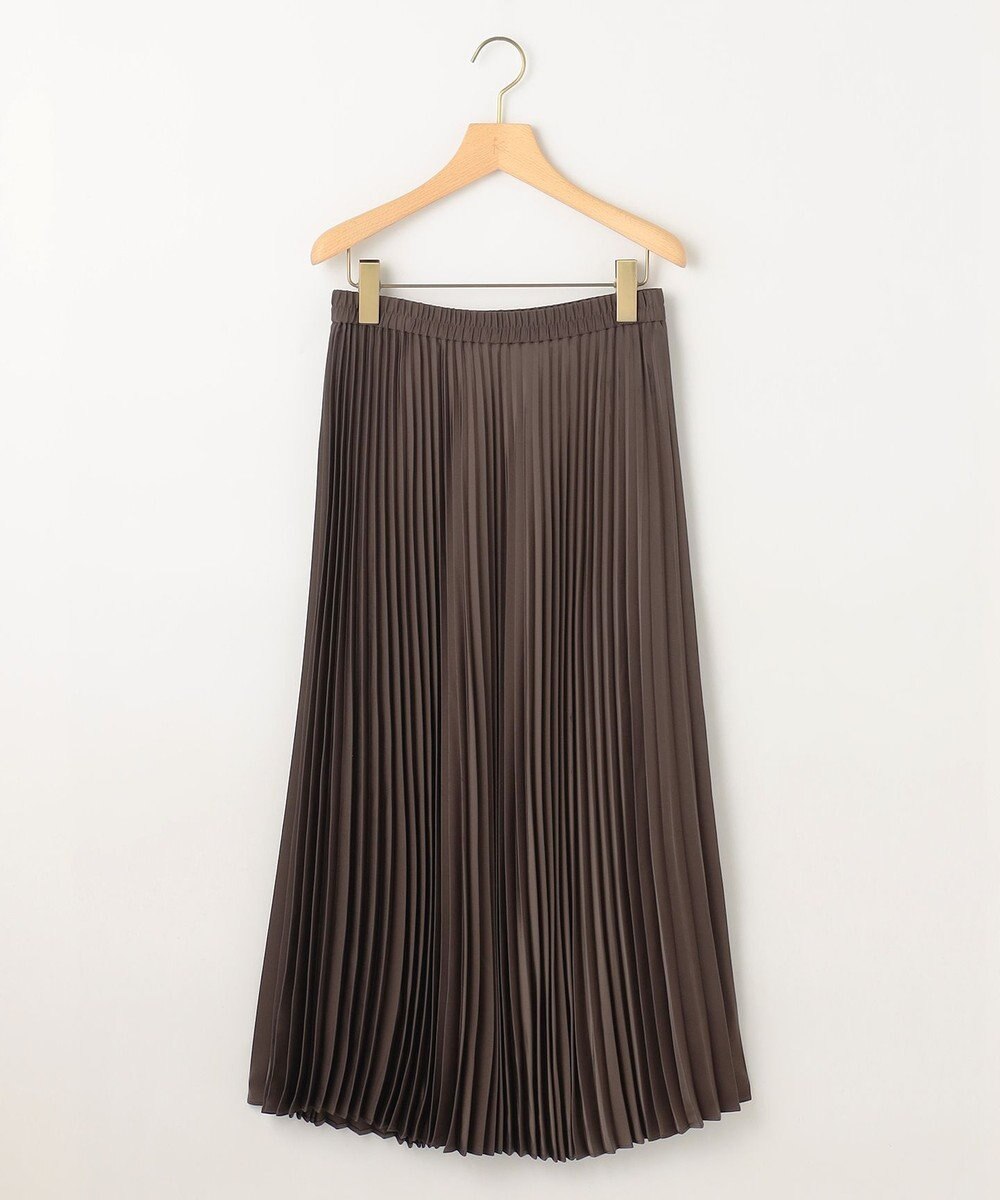 組曲 レザーライクサテン プリーツスカート 