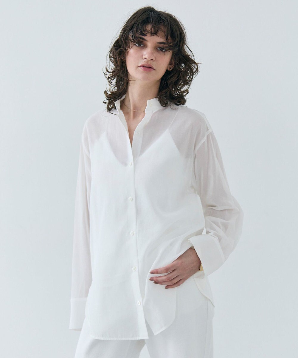 BEIGE， 【洗える】PLUMERIA / コットンシアーバックボウタイブラウス 