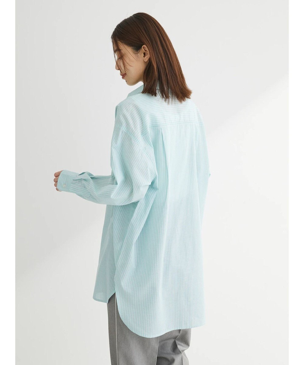 Green Parks 綿麻混タブ付オーバーサイズシャツチュニック 