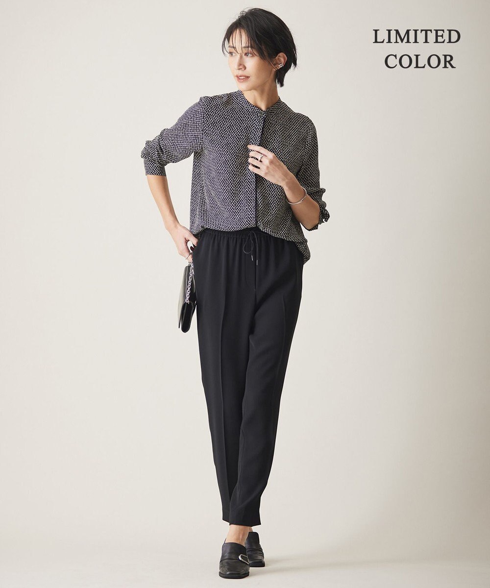 ICB 【WEB限定カラーあり・速乾・洗える】BackSatinAmunzen バンドカラーブラウス 