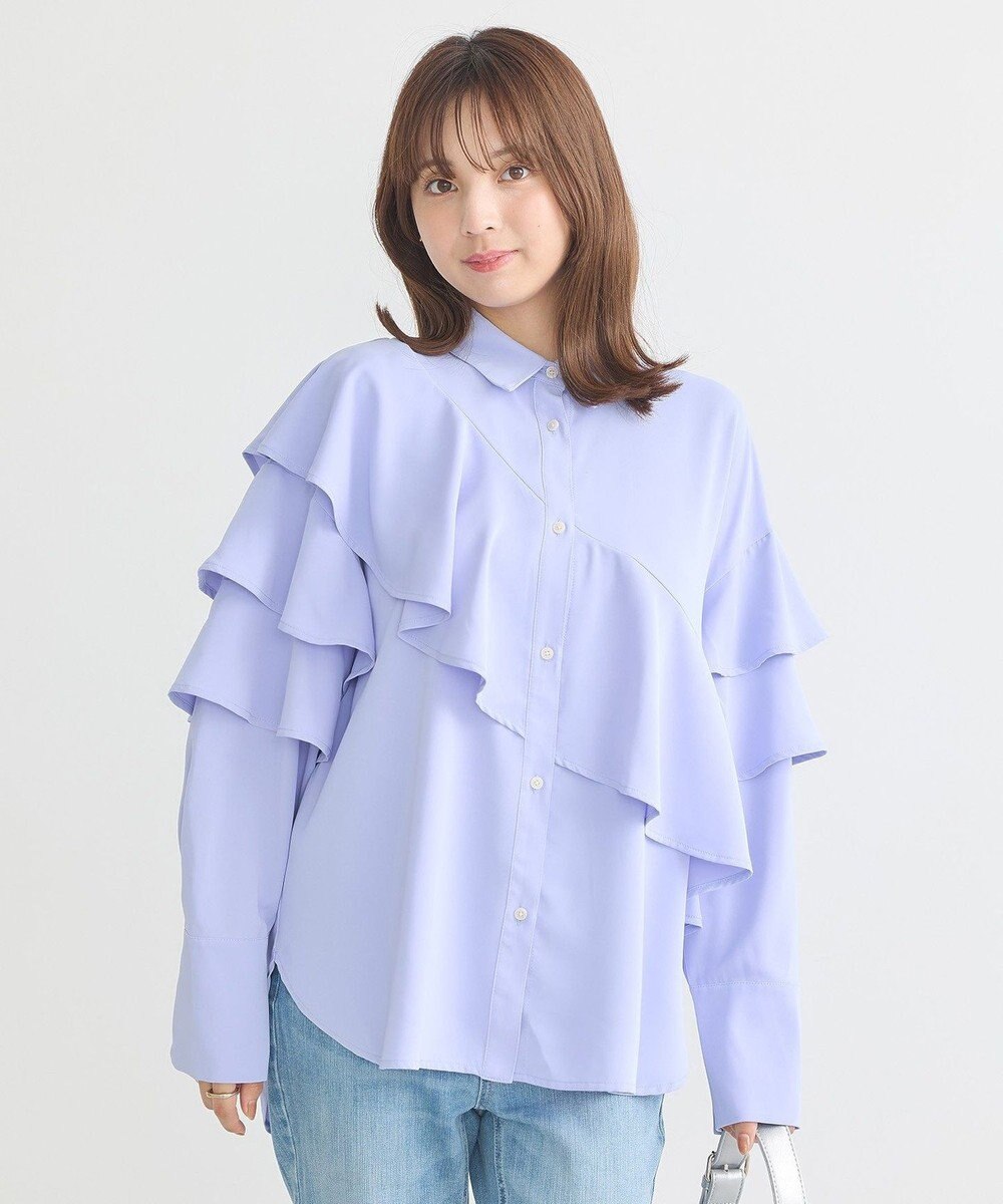 earth music&ecology アシメラッフルシャツ 