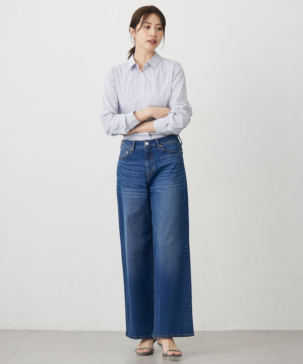 J.PRESS LADIES 【洗える】BASIC STRETCH DENIM ワイド ストレート デニム 