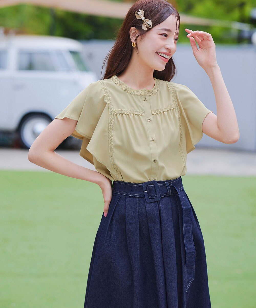 Tiaclasse 【洗える】デニムタックフレアスカート 