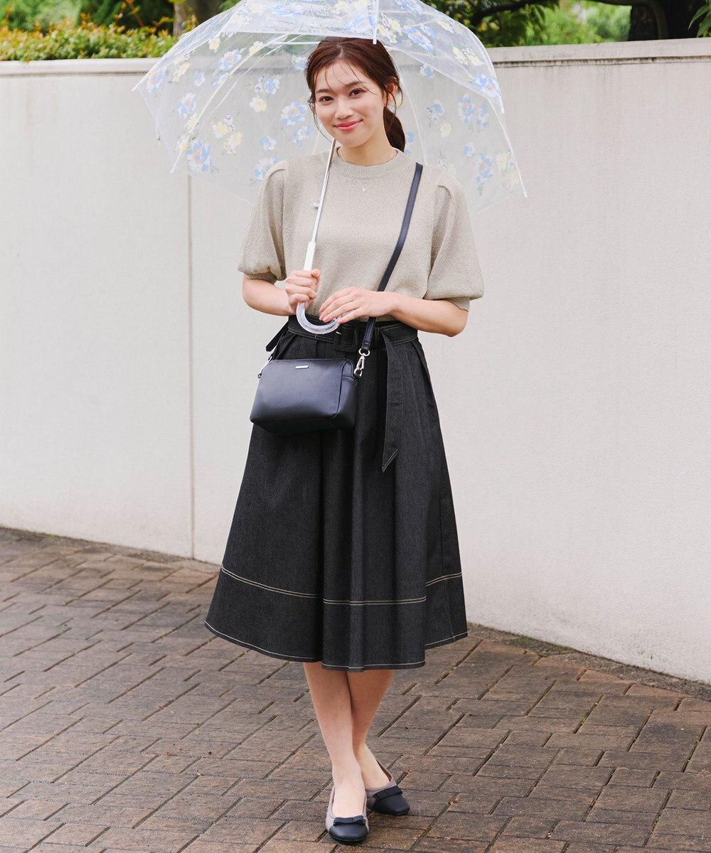 Tiaclasse 【洗える】デニムタックフレアスカート 
