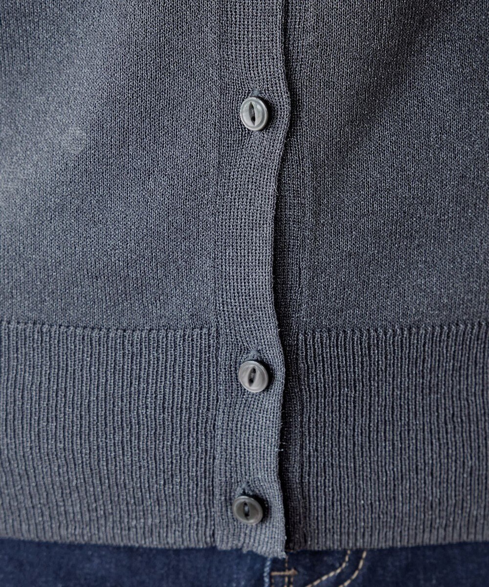 Tiaclasse L Vネックラメニットシアーカーディガン 