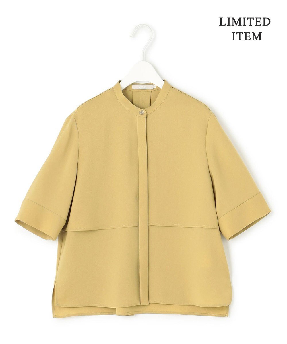 ICB L 【WEB限定・接触冷感・UVケア・吸水速乾・防シワ・洗える】 ドレープツイル クロップドシャツ 