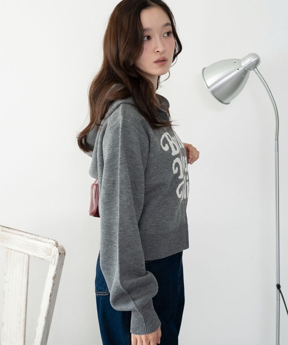 WEGO グラフィックジャガードニットZIPパーカー 