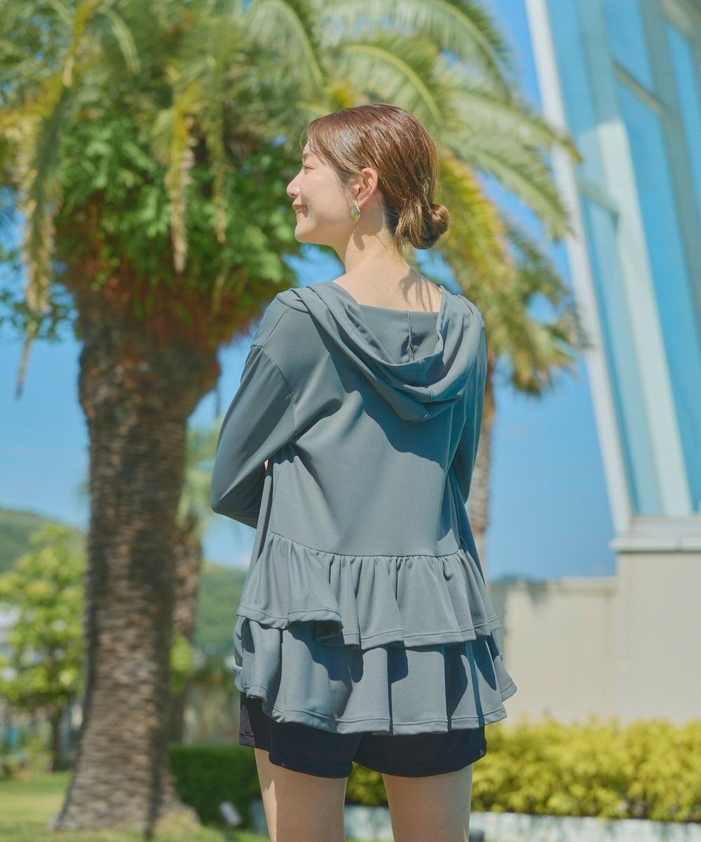 OP／FILA 【Ocean Pacific】バックフリルラッシュガード パーカー 