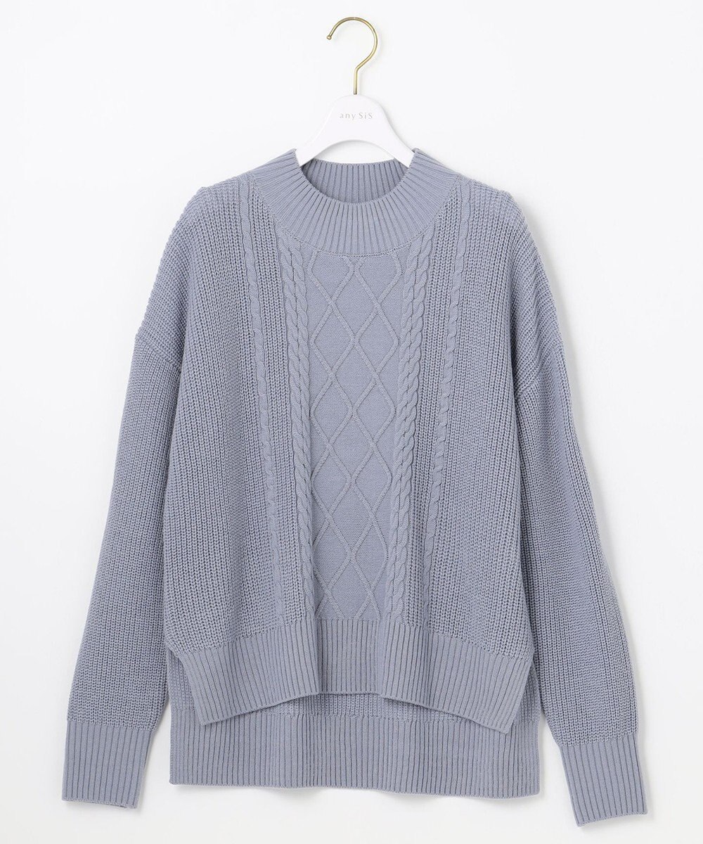 ANY SIS 【洗える】スフレハイネックケーブル ニット 
