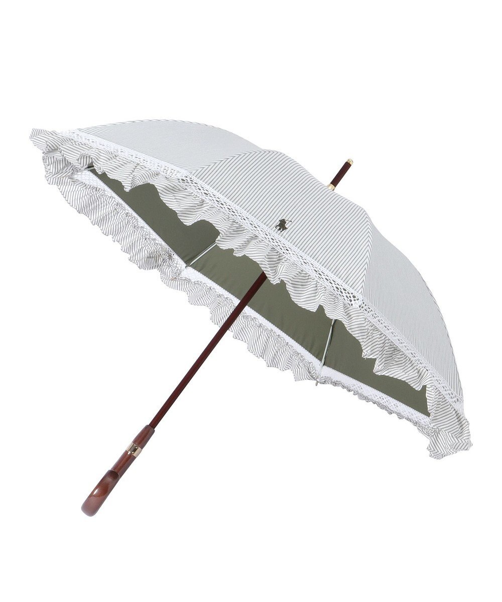 MOONBAT POLO RALPH LAUREN 晴雨兼用日傘 長傘 ストライプフリル／遮光 遮熱 UV 
